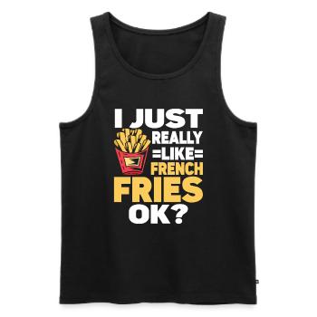French Fries Food Pun Potato - Men's Premium Organic Tank Top - black - Front - Michal (187cm)