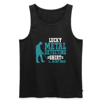 Metal Detector Shirt for Men Lucky Metal Detecting - Männer Premium Bio Tank Top - Schwarz - Vorne - Michal (187cm)