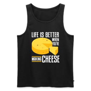 Cheese Making Cheese Lover - Männer Premium Bio Tank Top - Schwarz - Vorne - AI Model Male 178 light (178cm)