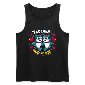 Tauchen nur mit Dir lustige verliebte Seehunde - Männer Premium Bio Tank Top - Schwarz - Vorne - Michal (187cm)