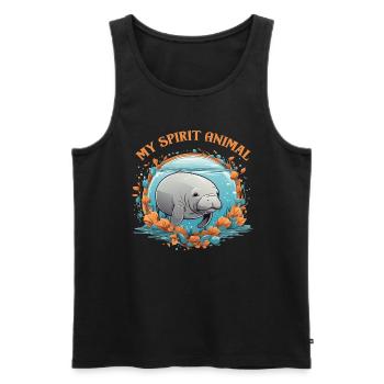 Dugong Mon animal spirituel J’aime les lamantins - Débardeur bio Premium Homme - noir - Devant - AI Model Male 178 light (178cm)