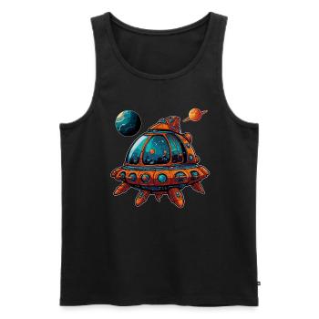 Imaginative Spaceship Flying Saucer - Men's Premium Organic Tank Top - black - Front - AI Model Male 178 light (178cm)