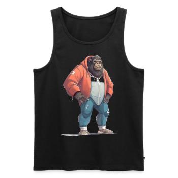 Streetart Gorilla Urban Rap Street Affe - Männer Premium Bio Tank Top - Schwarz - Vorne - Michal (187cm)