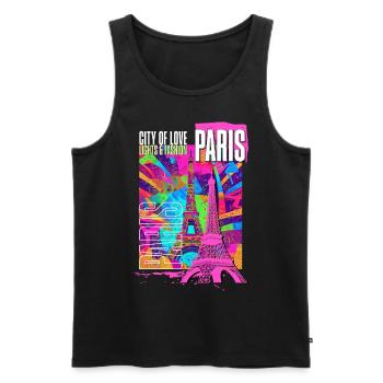 Paris, France, Ville, Horizon, Tour Eiffel, Coloré - Débardeur bio Premium Homme - noir - Devant - Michal (187cm)