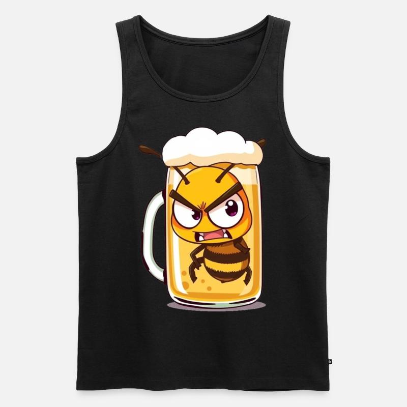 Biene im Bierglas - Männer Premium Bio Tank Top - Schwarz