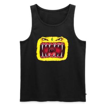 Monster with teeth yellow - Men's Premium Organic Tank Top - black - Front - AI Model Male 178 light (178cm)