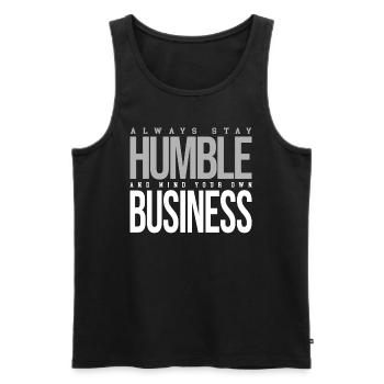 Always Stay Humble - Männer Premium Bio Tank Top - Schwarz - Vorne - Michal (187cm)