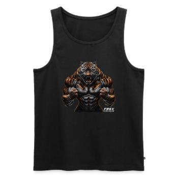 Tiger Bodybuilding Gym Workout - Débardeur bio Premium Homme - noir - Devant - Michal (187cm)