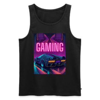 Gaming, Gamer, Neon, Player - Männer Premium Bio Tank Top - Schwarz - Vorne - AI Model Male 178 light (178cm)