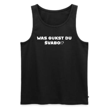 Was Gukst Du Svabo, T-Shirt, Balkan Spruch - Männer Premium Bio Tank Top - Schwarz - Vorne - AI Model Male 178 light (178cm)