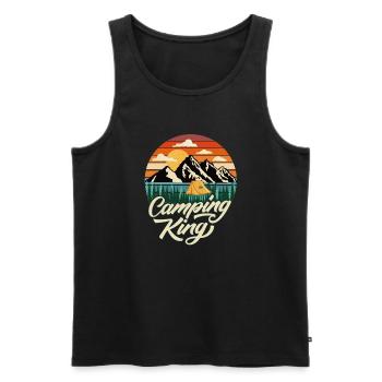 Camping - Männer Premium Bio Tank Top - Schwarz - Vorne - AI Model Male 178 light (178cm)