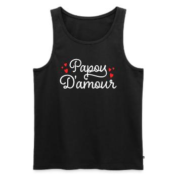 Papou Amour Fête Des Pères Cadeau Papa - Débardeur bio Premium Homme - noir - Devant - Michal (187cm)