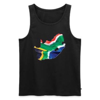 Echte Südafrika Flagge – Flag Map - Männer Premium Bio Tank Top - Schwarz - Vorne - AI Model Male 178 light (178cm)