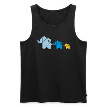 Origami, elephant, elefant, family, animal, cute - Men's Premium Organic Tank Top - black - Front - AI Model Male 178 light (178cm)