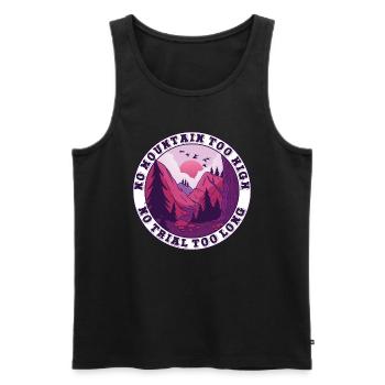 Kein Berg zu hoch, kein Weg zu lang - Männer Premium Bio Tank Top - Schwarz - Vorne - AI Model Male 178 light (178cm)