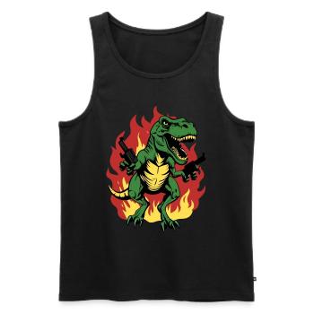 Mad T-Rex Dinosaur Roaring - Men's Premium Organic Tank Top - black - Front - Michal (187cm)