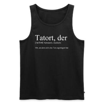 Das Wort "TATORT" in weiß - Männer Premium Bio Tank Top - Schwarz - Vorne - Michal (187cm)