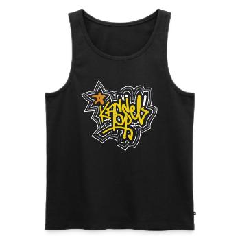 Kassel - Tag / Grafitti lettering - Men's Premium Organic Tank Top - black - Front - AI Model Male 178 light (178cm)