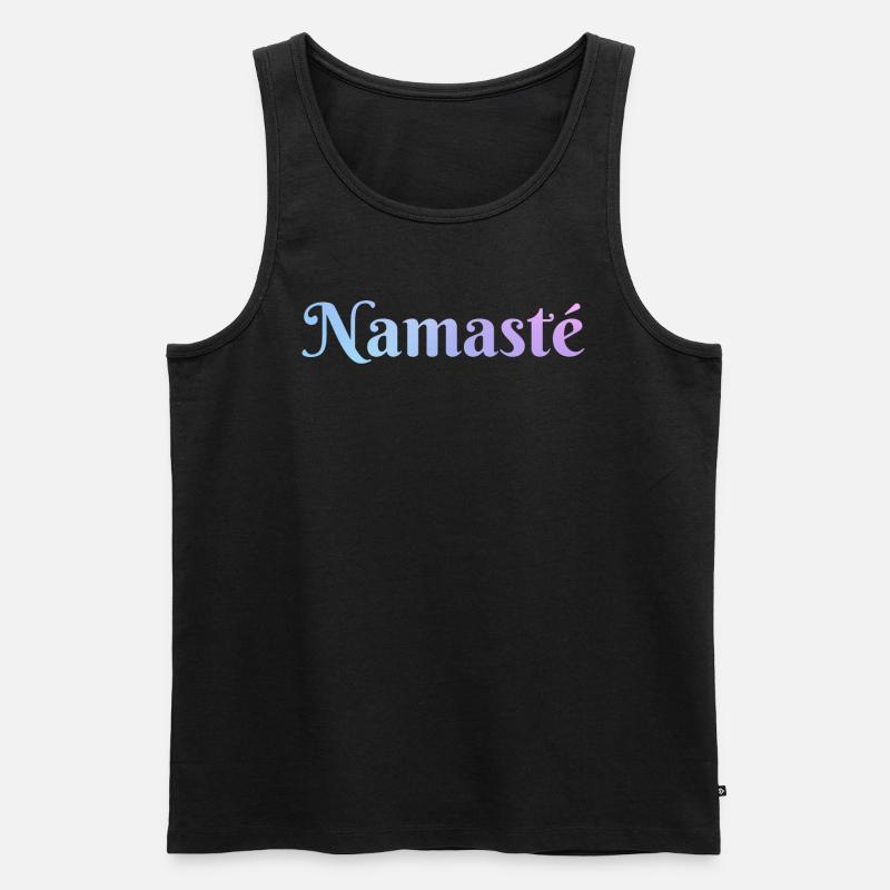 Namaste lettering with magic gradient - Men's Premium Organic Tank Top - black