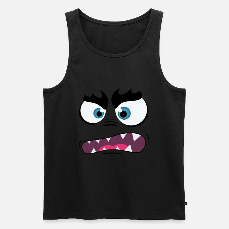 Monster-Gesicht - Männer Premium Bio Tank Top - Schwarz