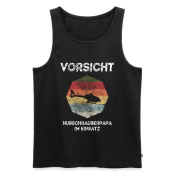 Hubschrauber Papa im Einsatz Geschenk Retro 70`s - Männer Premium Bio Tank Top - Schwarz - Vorne - Michal (187cm)