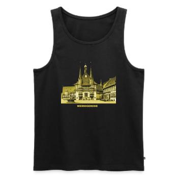 Wernigerode Rathaus Harz Fachwerk bunte Stadt - Männer Premium Bio Tank Top - Schwarz - Vorne - AI Model Male 178 light (178cm)