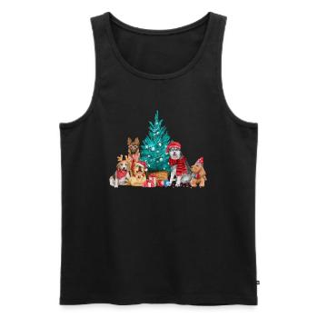 Merry Christmas Dogs - Männer Premium Bio Tank Top - Schwarz - Vorne - Michal (187cm)