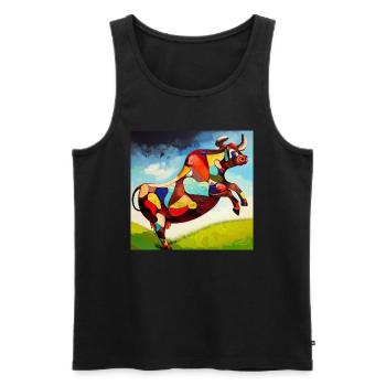Bunte Kuh 13 , fm - Männer Premium Bio Tank Top - Schwarz - Vorne - AI Model Male 178 light (178cm)