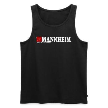 Mannheim ma ville que j’aime - Débardeur bio Premium Homme - noir - Devant - AI Model Male 178 light (178cm)
