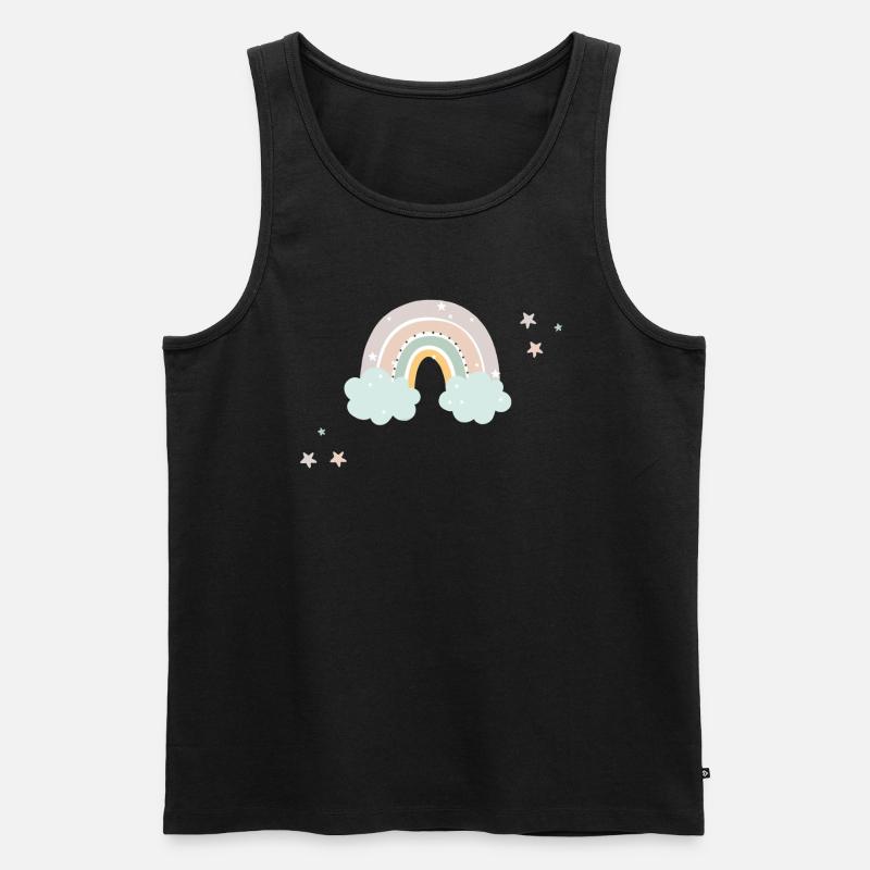 Regenbogen mit Sternen - Männer Premium Bio Tank Top - Schwarz