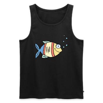 Poisson Cichlide Eau Mer Graffiti Dessin - Débardeur bio Premium Homme - noir - Devant - AI Model Male 178 light (178cm)