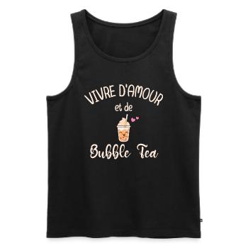 Vivre d'Amour et De Bubble Tea - Débardeur bio Premium Homme - noir - Devant - Michal (187cm)