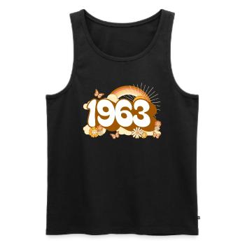 Retro 1963 Fête Anniversaire Femme 60 Ans - Débardeur bio Premium Homme - noir - Devant - Michal (187cm)