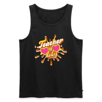 Teacher on summer vacation leave - Men's Premium Organic Tank Top - black - Front - AI Model Male 178 light (178cm)