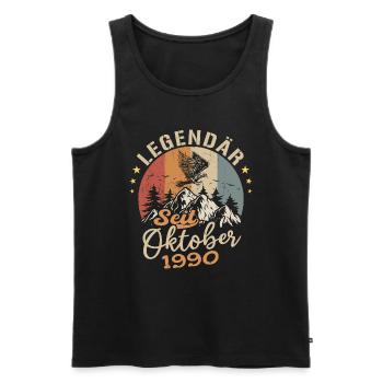 Legendär seit Oktober 1990 - 1990 - Männer Premium Bio Tank Top - Schwarz - Vorne - Michal (187cm)