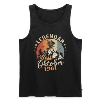 Legendär seit Oktober 1981 - 1981 - Männer Premium Bio Tank Top - Schwarz - Vorne - Michal (187cm)