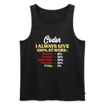 100% Working Funny Quote Developer - Men's Premium Organic Tank Top - black - Front - AI Model Male 178 light (178cm)