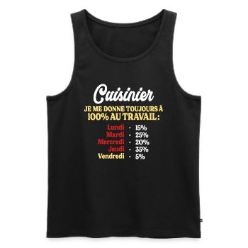 100% Au Travail Citation Drôle Cuisinier - Débardeur bio Premium Homme - noir - Devant - Michal (187cm)