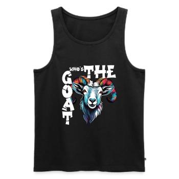 Qui est le GOAT - Débardeur bio Premium Homme - noir - Devant - AI Model Male 178 light (178cm)