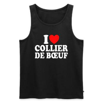 Boucher I Love Collier De Boeuf - Débardeur bio Premium Homme - noir - Devant - Michal (187cm)