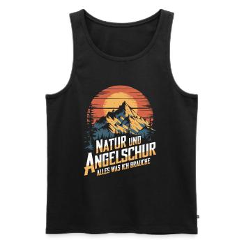 Angeln Fischen in der Natur lustiger Spruch - Männer Premium Bio Tank Top - Schwarz - Vorne - Michal (187cm)