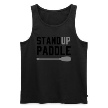Stand up pagayer surf canot d'aviron - Débardeur bio Premium Homme - noir - Devant - AI Model Male 178 light (178cm)