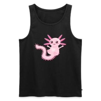 Axolotl Baby | Sweet Tailed Luch Newt - Men's Premium Organic Tank Top - black - Front - Michal (187cm)