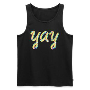 Yay - Schriftzug in Regenbogenfarben - Männer Premium Bio Tank Top - Schwarz - Vorne - AI Model Male 178 light (178cm)