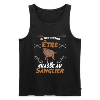 Je Préfèrerais Etre A La Chasse Au Sanglier - Débardeur bio Premium Homme - noir - Devant - Michal (187cm)