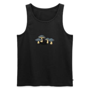 champignons - Débardeur bio Premium Homme - noir - Devant - Michal (187cm)