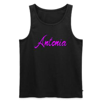 Antonia - Men's Premium Organic Tank Top - black - Front - Michal (187cm)