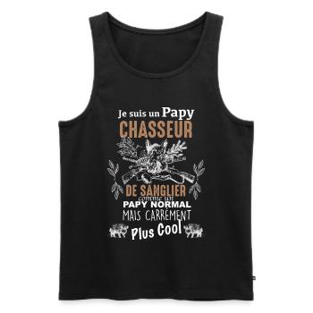Chasseur de sanglier le plus cool c'est papy - Débardeur bio Premium Homme - noir - Devant - Michal (187cm)