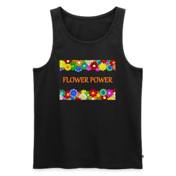 Flower Power - Männer Premium Bio Tank Top - Schwarz - Vorne - AI Model Male 178 light (178cm)