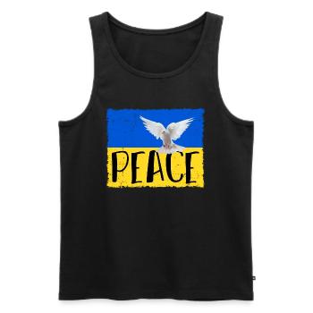 Ukraine Flag Coat of Arms Peace Peace. Against war! - Men's Premium Organic Tank Top - black - Front - AI Model Male 178 light (178cm)